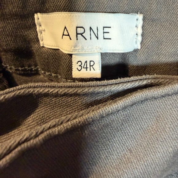 Arne Mens Slim Fit Side Adjuster Trousers Taupe Grey Stretch Cotton Pants 34R - Picture 3 of 10